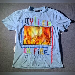 Fire Shirt Life on fire Women's Medium Ben Franklin Personality Stretch